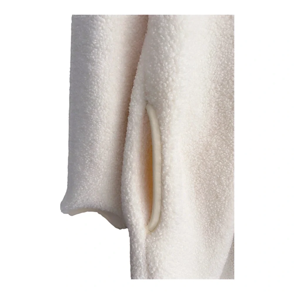 Plush textured jacket Sherpa fleece liner cozy Crewneck liner  w/ snap closure M - Picture 4 of 7